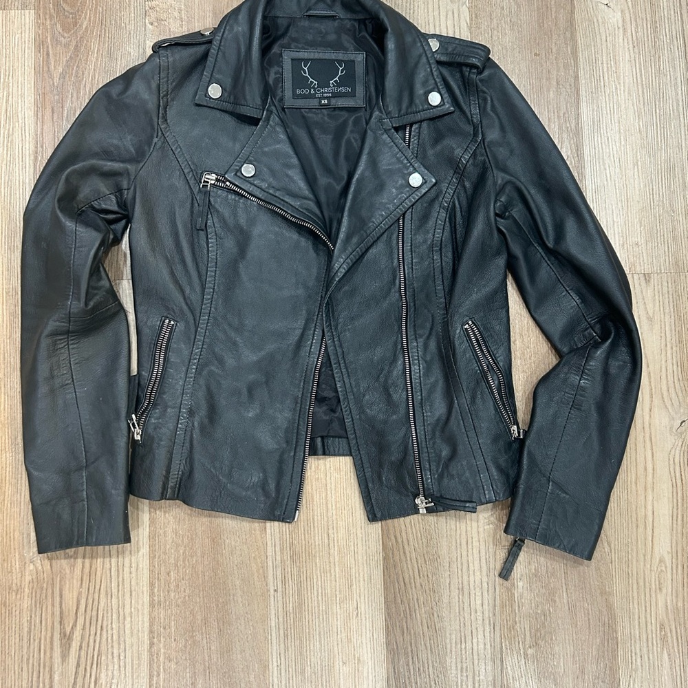 Bod & Christensen Black Leather Moto Jacket